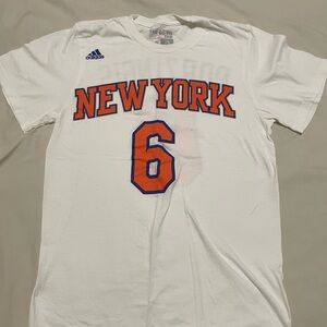 Adidas New York Knicks White Short Sleeve Tee